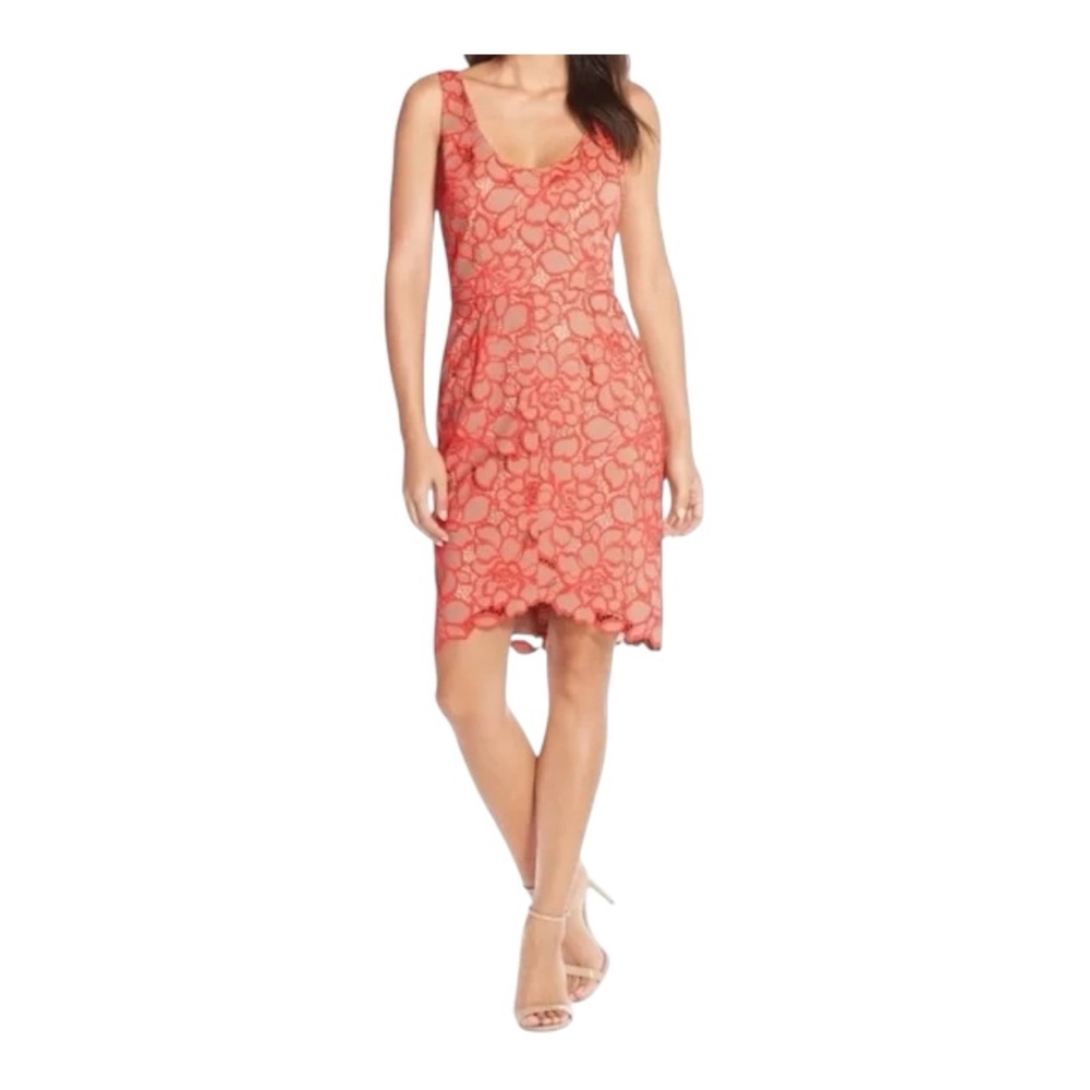 Trina Turk Coral Lace Midi Dress